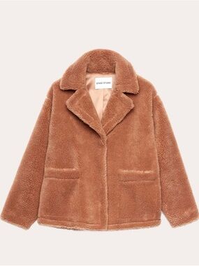 Stand Studio Teddy Faux Fur Jacket in Camel Brown